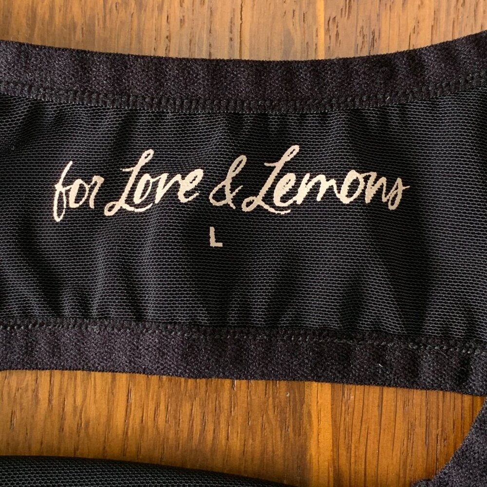 FOR LOVE AND LEMONS Comfy Wireless Bra Womens Large L Black Ribbed No Underwire - Picture 5 of 6